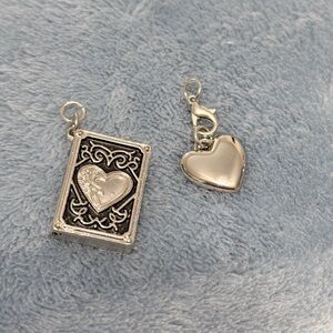 Silver Toned Heart Pendant Set